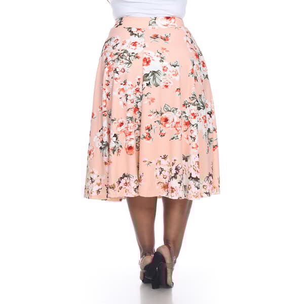 Plus Size White Mark Tasmin Spring Floral Flare Midi Skirt