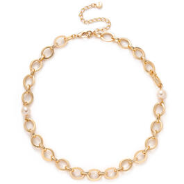 Wearable Art Gold-Tone Chain Station w/ Pearls Necklace