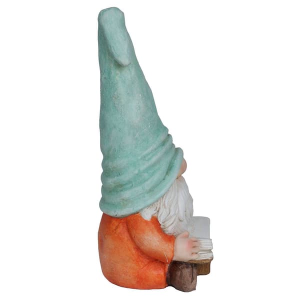 Alpine Turquoise Hat Gnome Reading Book Statue