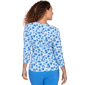 Petite Hearts of Palm Embraceable Blue Floral Surplice Blouse - image 2