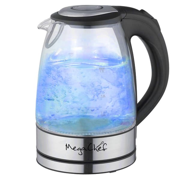 MegaChef 1.7L Glass & Stainless Steel Electric Tea Kettle - image 