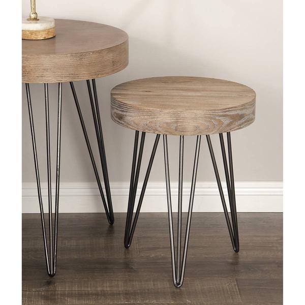 9th & Pike® Brown Wood and Metal Modern Accent Table