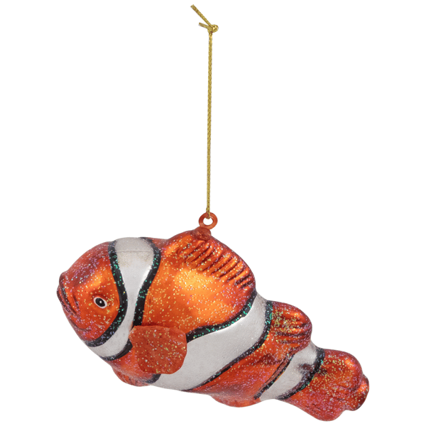 Northlight 4.75in. Glittered Clown Fish Glass Christmas Ornament