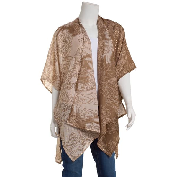 Womens Anne Klein Floral Foil Dotted Kimono