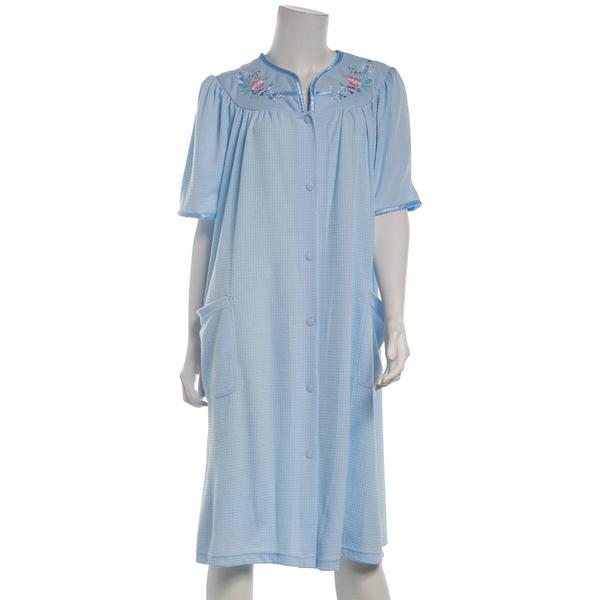Womens Jasmine Rose Short Sleeve Blister Knit Snap Robe