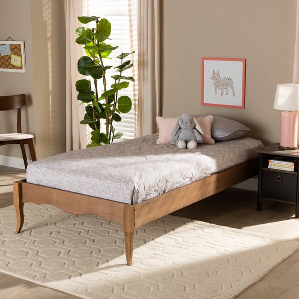 Baxton Studio Marieke Ash Walnut Wood Twin Platform Bed Frame