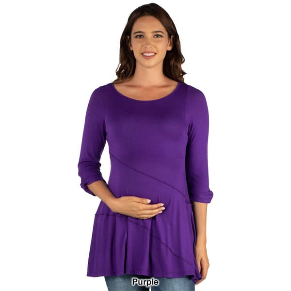 Plus Size 24/7 Comfort Apparel Ruched Sleeve Tunic Maternity Top