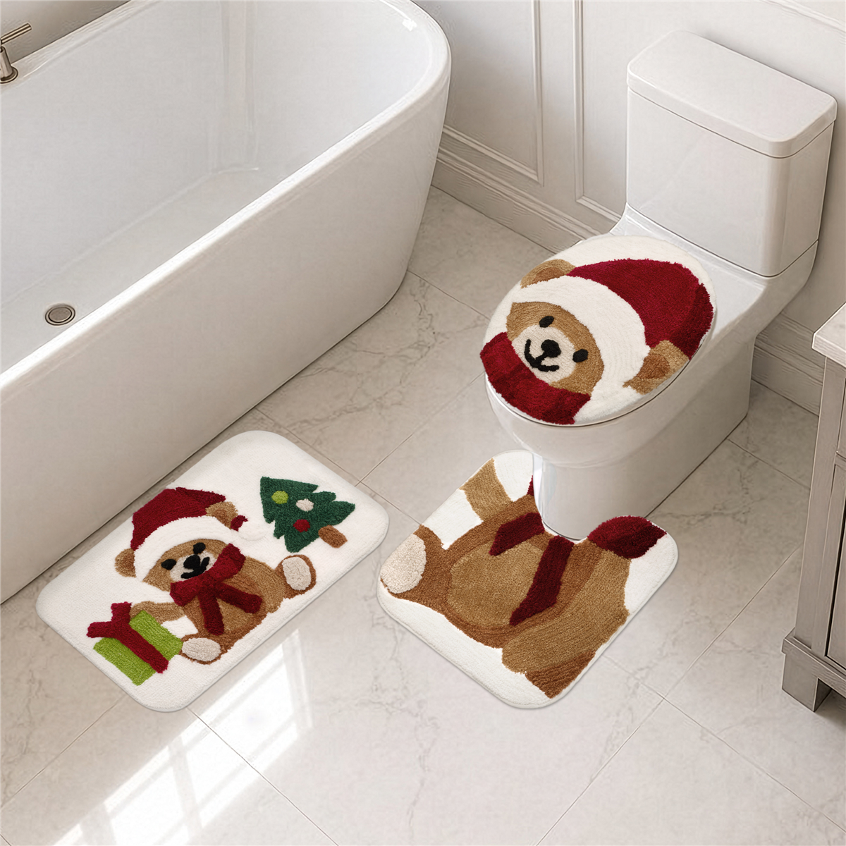 Avanti Teddy Bear 3pc. Contour Rug Set