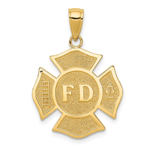 Unisex Gold Classics&#40;tm&#41; 14kt Gold Fire Department FD Badge Pendant - image 