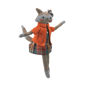 Northlight Sitting Herringbone Designed Fox Girl with Plaid Dress - image 2