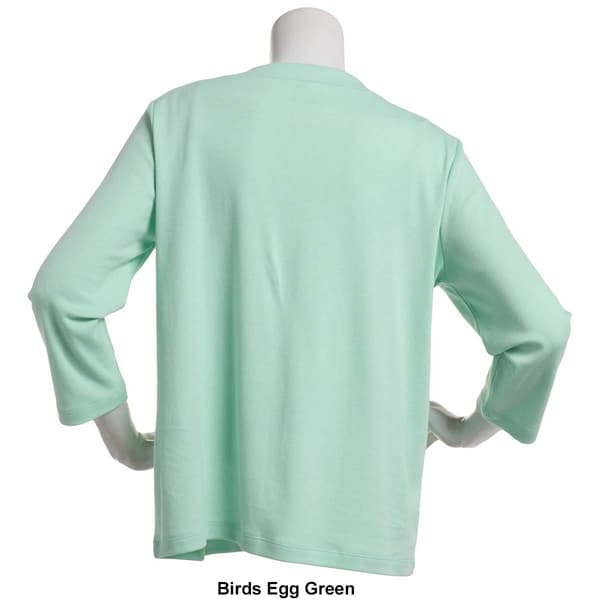 Womens Hasting & Smith 3/4 Sleeve Split Neck Faux Button Tee