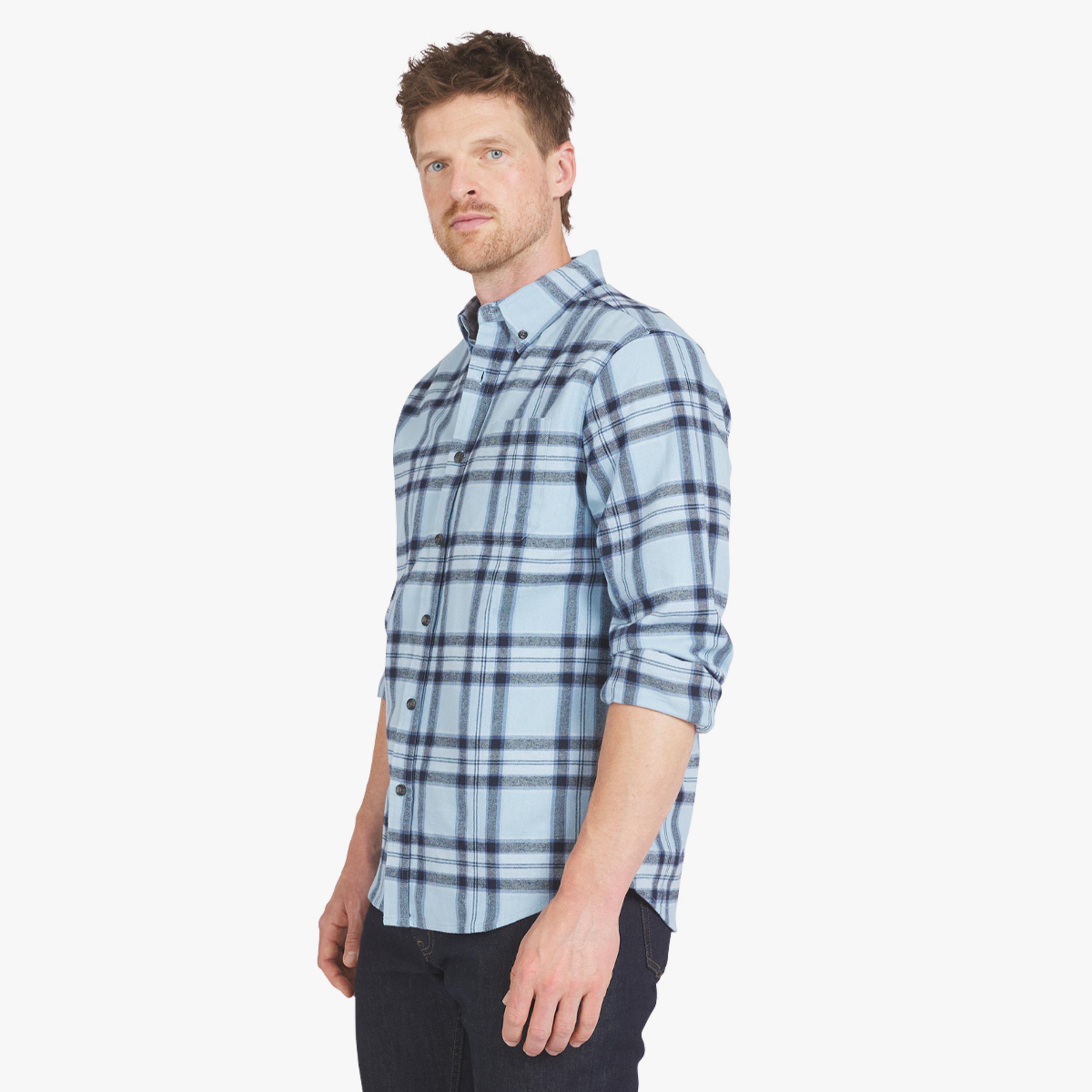 Mens Eddie Bauer Everyday Flex Flannel Shirt - Dream Blue