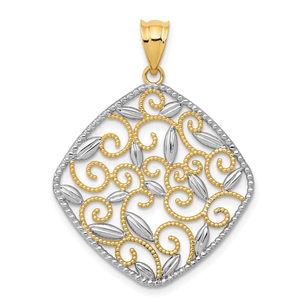 Gold Classics&#40;tm&#41; 14kt. Diamond Cut Filigree Swirl Pendant - image 