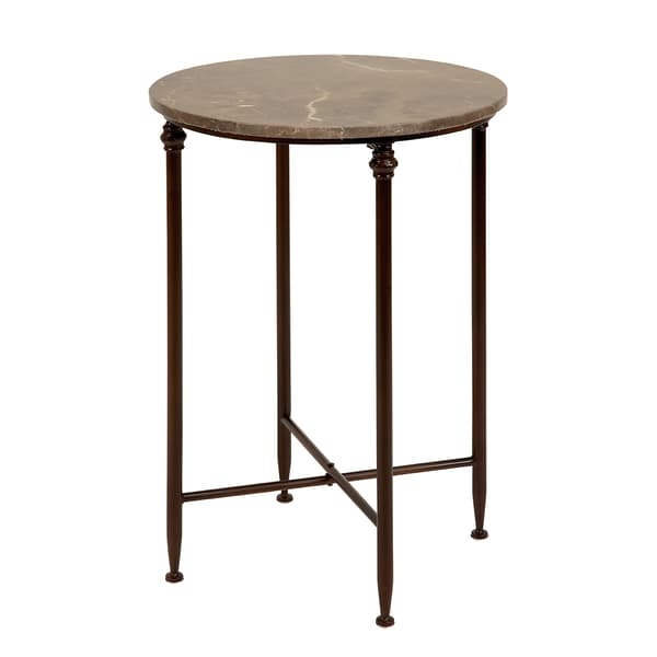 9th & Pike(R) Traditional Metal and Marble Accent Table - image 