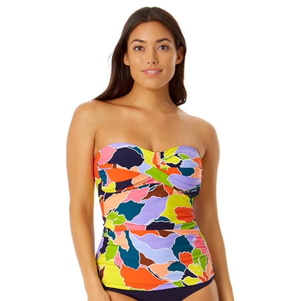 Womens Anne Cole Twist Front Shirred Bandeau Tankini Swim Top Boscovs 9163