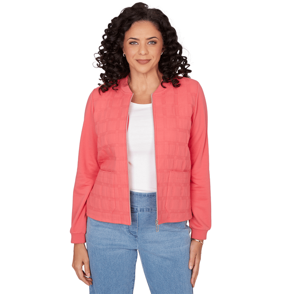 Petite Alfred Dunner Austin Quilted Knit Zip Front Jacket - image 