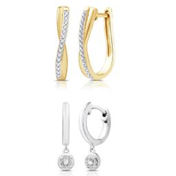 Nova Star(R) 1/4ctw. Lab Grown Diamond Two-Tone Hoop Earring Set