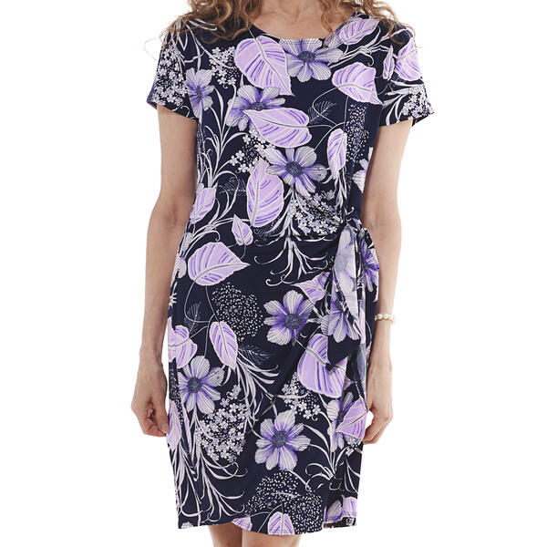 Womens Robbie Bee Short Sleeve Floral Sarong Wrap Dress
