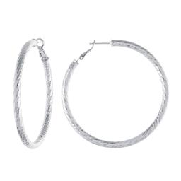 60mm Diamond Cut Clutchless Hoop Earrings