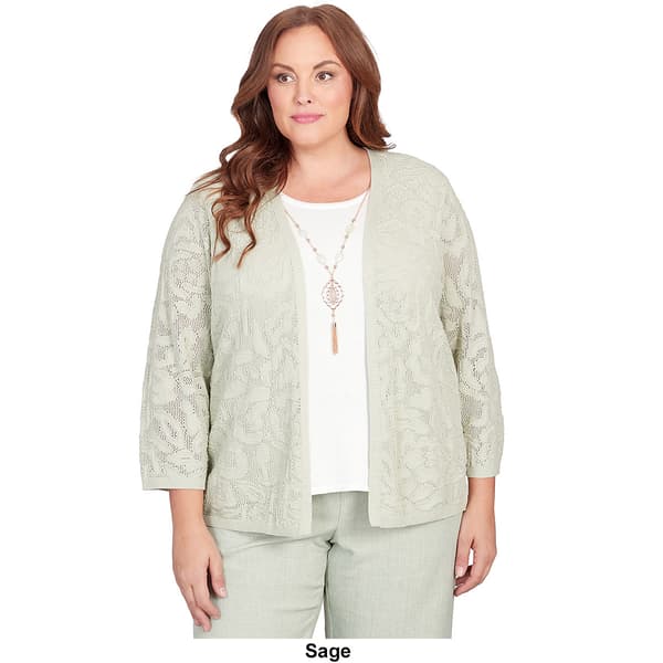 Plus Size Alfred Dunner English Garden Flower Stitch 2Fer Blouse - Boscov's