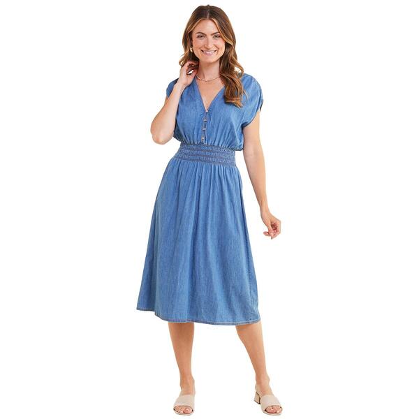 Womens Tommy Hilfiger Sport Smocked Waist Chambray Midi Dress - image 