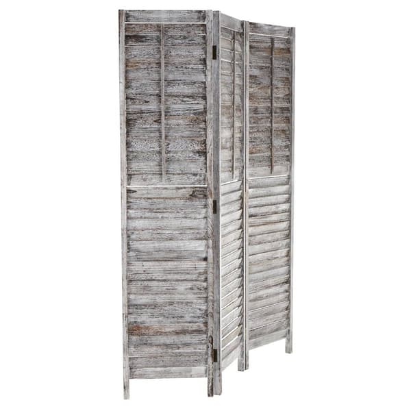 9th & Pike® Rustic White Wood Room Divider Screen