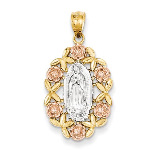 Gold Classics(tm) Two Tone & Rhodium Guadalupe Pendant - image 