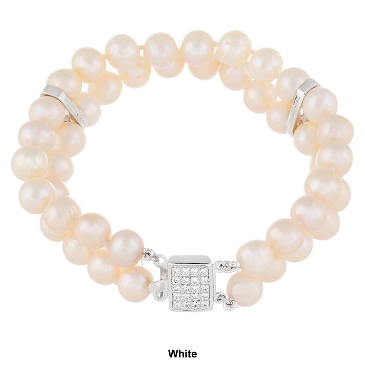 Splendid Pearls Sterling Silver Double Row Pearl Bracelet