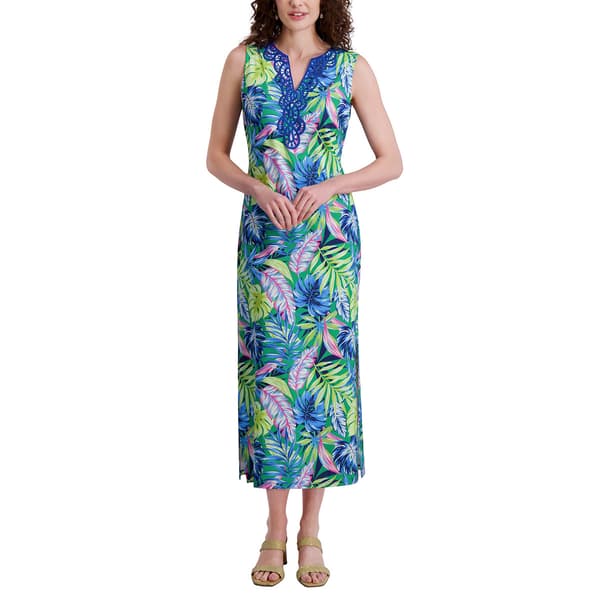 Womens Stella Parker Sleeveless Tropical UPF Midi Dress - image 