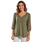 Womens French Laundry 3/4 Floral Embroidery Sleeve Blouse - image 1