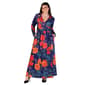 Plus Size 24/7 Comfort Apparel Navy Floral Side Slit Maxi Dress - image 1