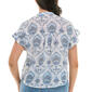 Womens Zac & Rachel Short Ruffle Sleeve Button Down Blouse - image 3
