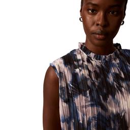 Womens Calvin Klein Sleeveless Pleated Blurred Floral Blouse