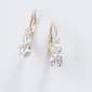 10K Gold Three Cubic Zirconia Leverback Earrings - image 1