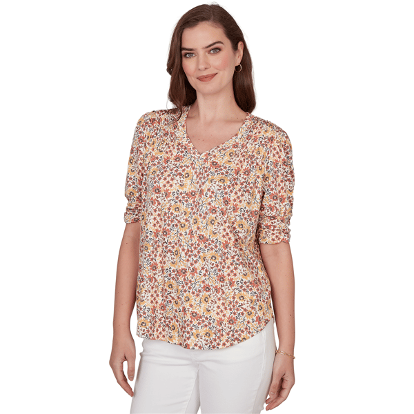 Plus Size Skye’s the Limit Terra Tropic Ditsy Floral Blouse