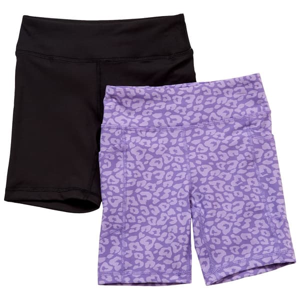 Girls (7-12) 90 Degree(R) by Reflex 2pk. Hi-Rise Bike Shorts