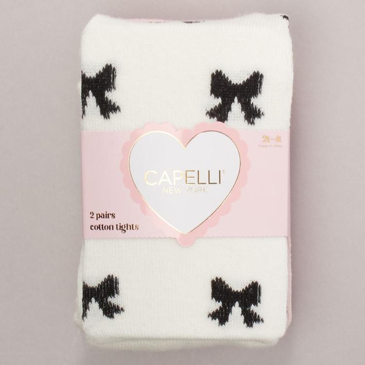 Toddler Girl Capelli(R) New York 2pk Bows/Solid Sweater Knit Tights