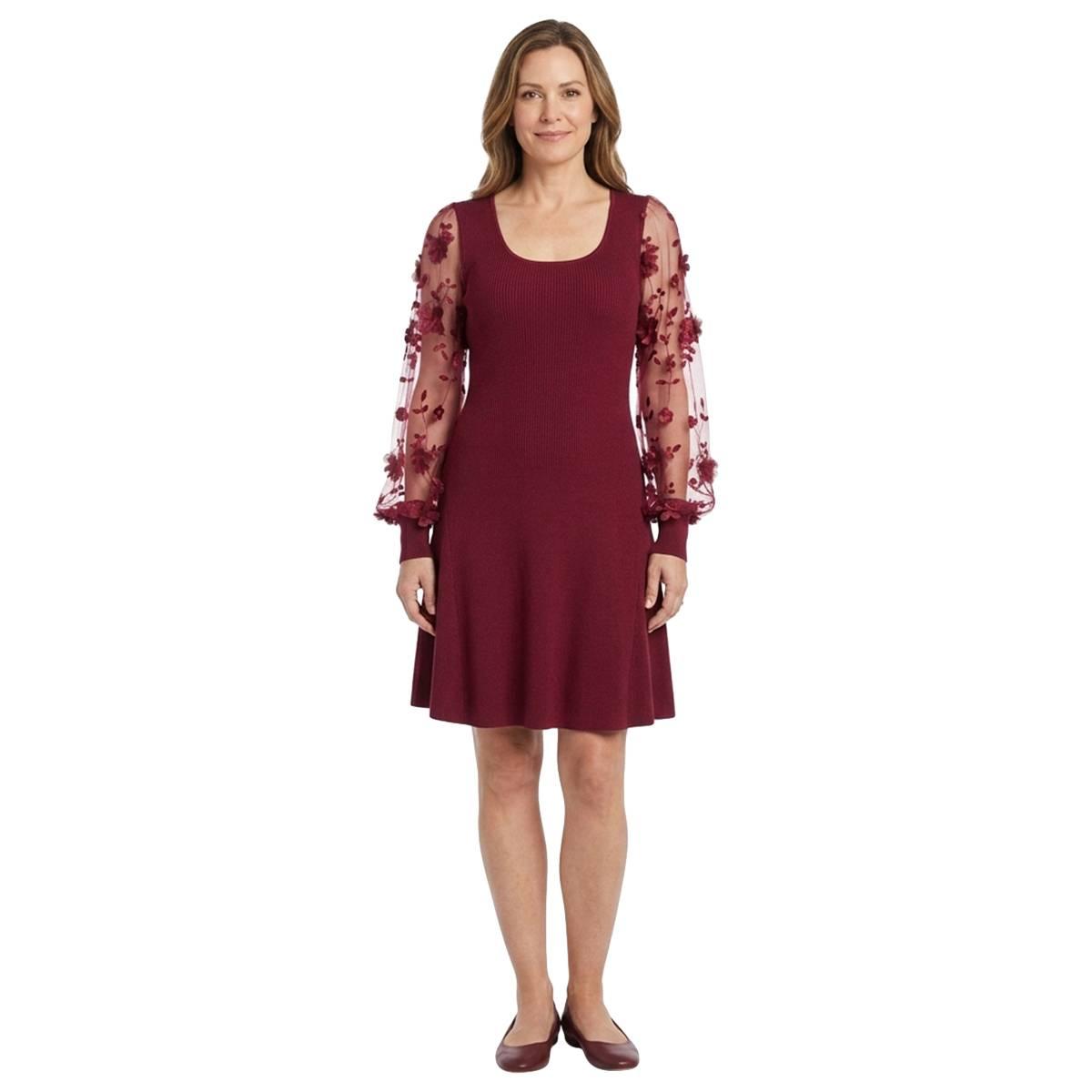 Womens BB Dakota Long Sleeve Floral Sweater Dress