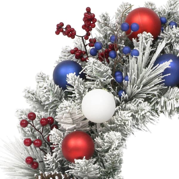 Puleo International 24in. Flocked Decorated Christmas Wreath