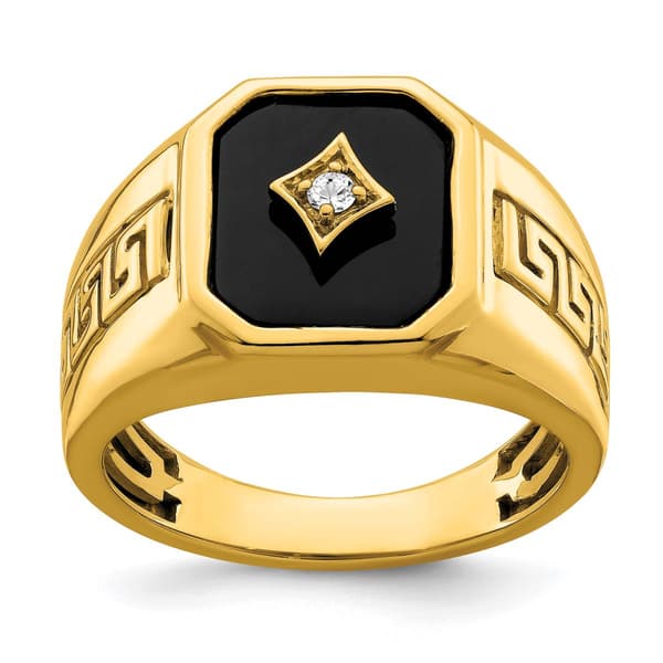 Mens Gentlemens Classics&#40;tm&#41; 14kt. Gold Onyx Greek Key Ring - image 