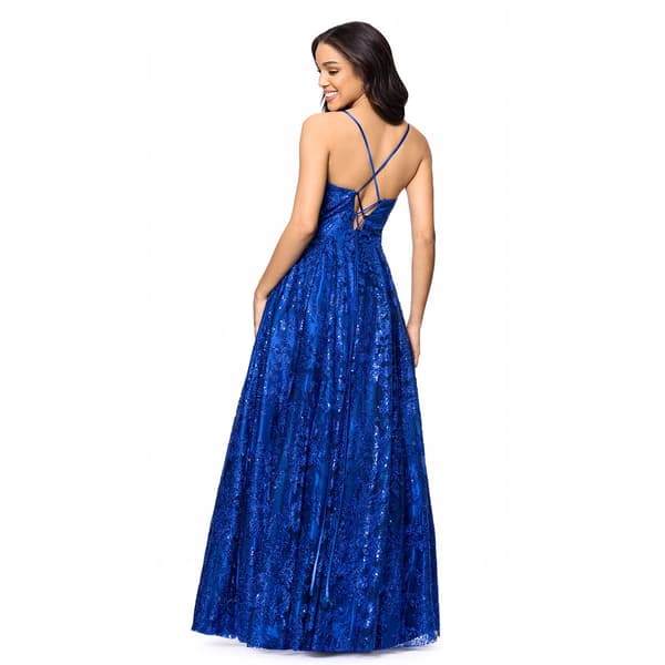 Juniors Blondie Nites Glitter Corset A-Line Dress with Pockets