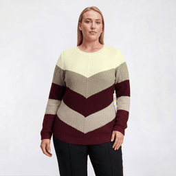 Plus Size Preswick & Moore(R) Long Sleeve Chevron Sweater