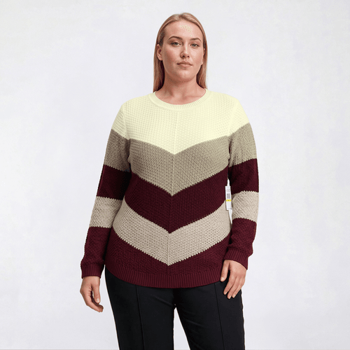 Plus Size Preswick & Moore(R) Long Sleeve Chevron Sweater - image 