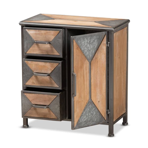Baxton Studio Laurel Oak Brown Wood 3-Drawer Storage Cabinet