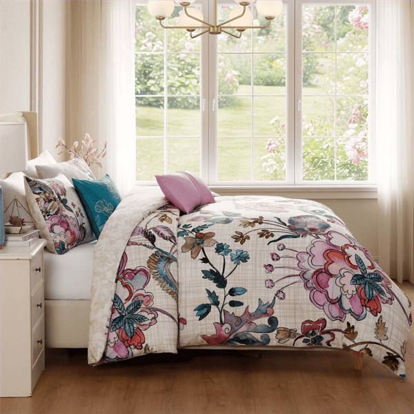 Bebejan Watercolor Jacobean Sateen 5pc. Comforter Set