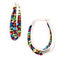 Silver Plated Brass Colorful Oval Hoop Earrings - image 1