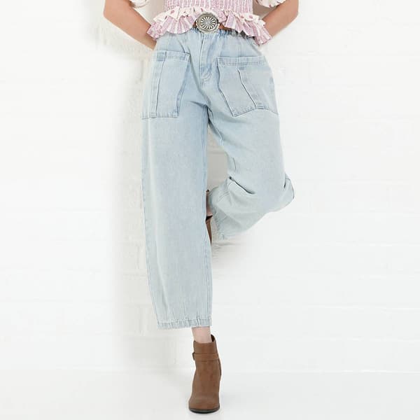 Womens MNK Patch Pocket Barrel Denim Jeans