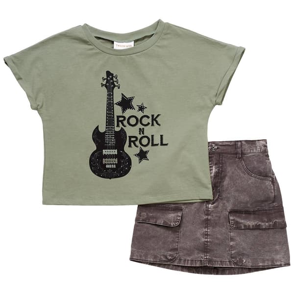 Girls &#40;7-12&#41; Tween Diva Rock & Roll Tee with Cargo Skort - image 