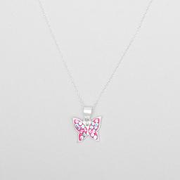 Kids Sterling Silver & Crystal Butterfly Pendant Necklace