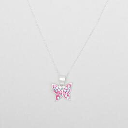 Kids Sterling Silver & Crystal Butterfly Pendant Necklace